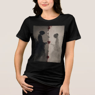 Donkere Liefde Silhouet Artistieke Paren T-shirt
