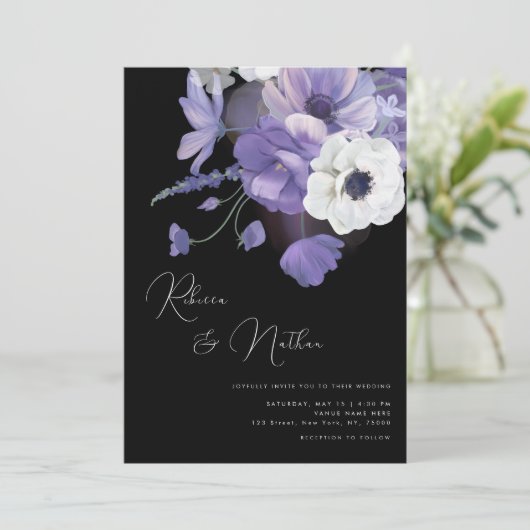 Donkere Lila en lavender Floral allemaal in één br Kaart (Staand voorkant)