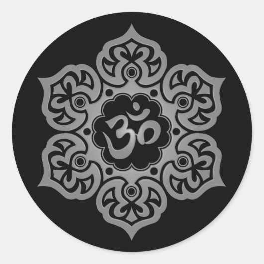 Donkere Lotus Flower Om Ronde Sticker (Voorkant)