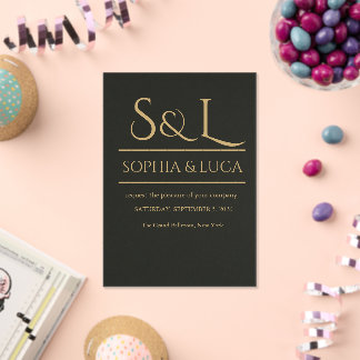 Donkere Luxe Monogram Acryl Trouw Uitnodiging