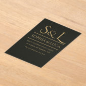 Donkere Luxe Monogram Acryl Trouw Uitnodiging (Laagn)