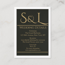 Donkere Luxe Monogram Huwelijksdetails kaart