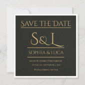 Donkere Luxe Monogram Save the Date Kaart (Voorkant)