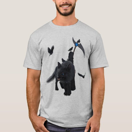 Donkere maaier met voogd en kraaien t-shirt (Voorkant)