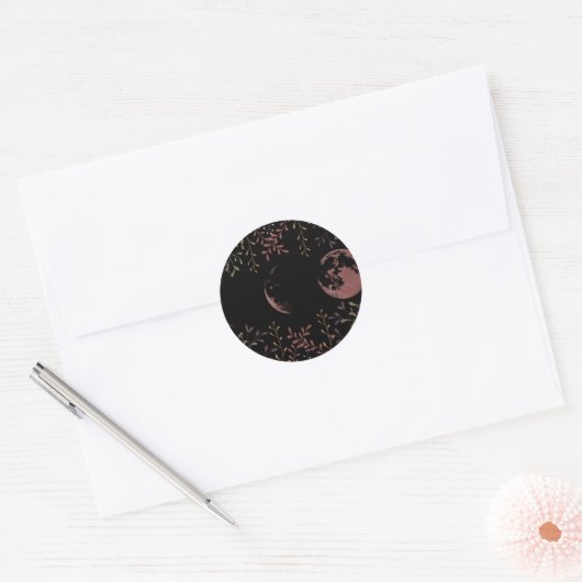 Donkere Maanfasen  Ronde Sticker (Envelop)