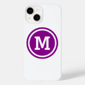 Donkere magenta en witte cirkel monogram Case-Mate iPhone case (Achterkant)