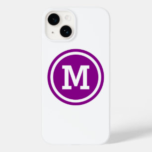 Donkere magenta en witte cirkel monogram Case-Mate iPhone case
