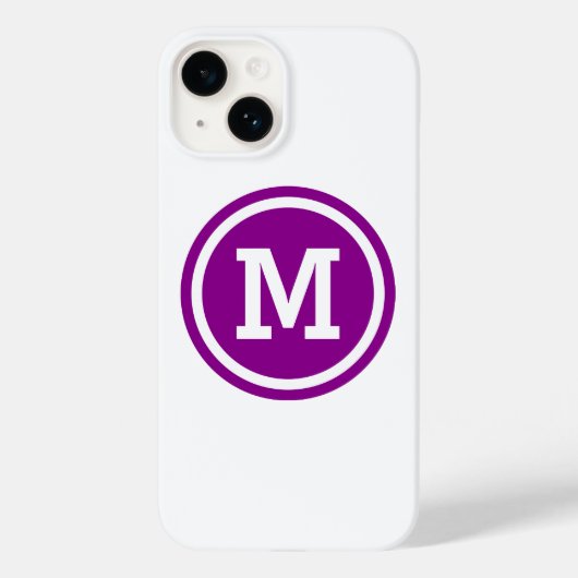 Donkere magenta en witte cirkel monogram Case-Mate iPhone case (Achterkant)