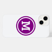 Donkere magenta en witte cirkel monogram Case-Mate iPhone case (Achterkant (horizontaal))