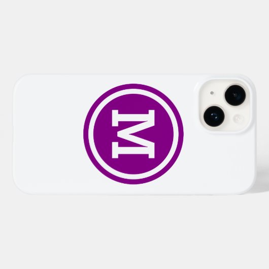 Donkere magenta en witte cirkel monogram Case-Mate iPhone case (Achterkant (horizontaal))