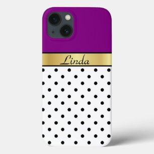 Donkere magenta, gouden, witte en zwarte Stippen A Case-Mate iPhone Case