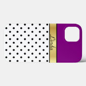 Donkere magenta, gouden, witte en zwarte Stippen A Case-Mate iPhone Case (Achterkant (horizontaal))