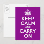 Donkere magenta: kalm houden en doorgaan briefkaart (Voorkant / Achterkant)