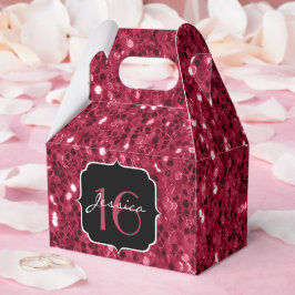 Donkere magenta roze faux glitter sparkles Sweet 1 Bedankdoosjes