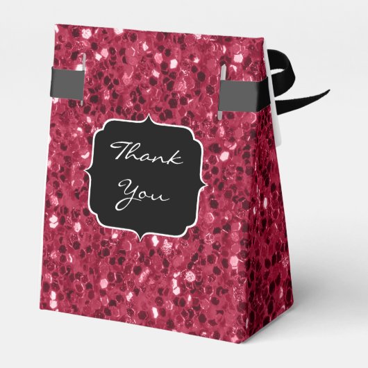 Donkere magenta roze faux glitter sparkles Sweet 1 Bedankdoosjes (Achterkant)