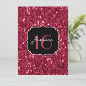 Donkere magenta roze faux glitter sparkles Sweet 1 Kaart (Staand voorkant)