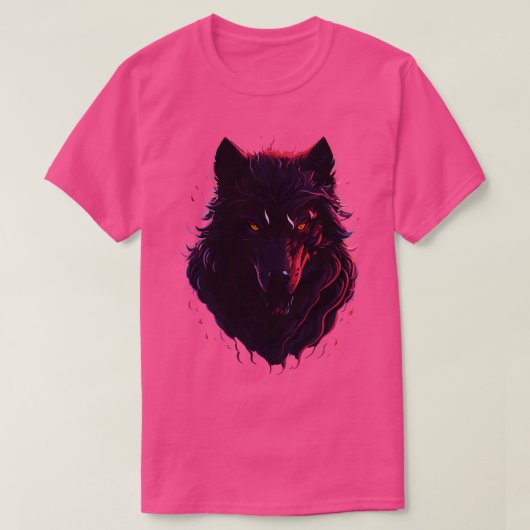Donkere Magic Fantasy Ingewikkelde Wolf Face T Des T-shirt (Design voorkant)