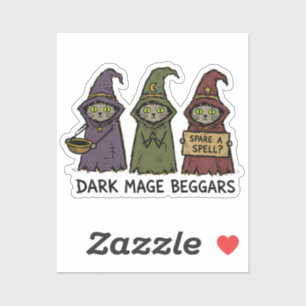Donkere Magiër Kat Bedelaars Tovenaar Fantasy RPG Sticker