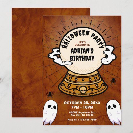 Donkere magische geluksbal Halloween verjaardag Kaart (Voorkant / Achterkant)