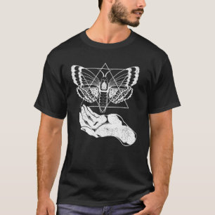 Donkere magische mysticisme Hamsa Handje Moth Paga T-shirt