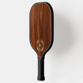 Donkere mahonie hout gouden badge monogram pickleball paddle (Links)