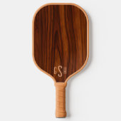 Donkere Mahonie houten textuur, Monogram Pickleball Paddle (Voorkant)