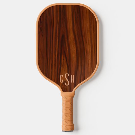 Donkere Mahonie houten textuur, Monogram Pickleball Paddle (Voorkant)
