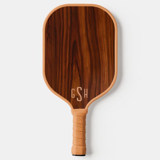 Donkere Mahonie houten textuur, Monogram Pickleball Paddle (Achterkant)