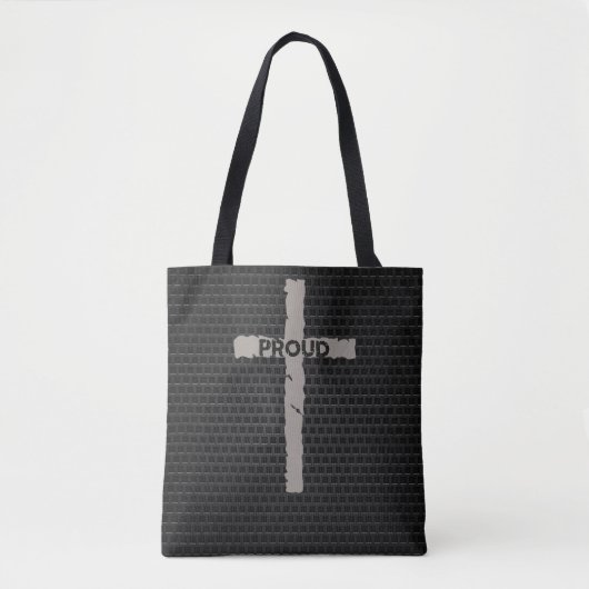 Donkere mannelijke Trotse Christelijke Cross Metal Tote Bag (Voorkant)