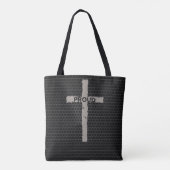 Donkere mannelijke Trotse Christelijke Cross Metal Tote Bag (Achterkant)