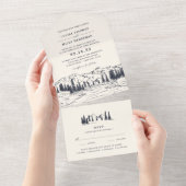 Donkere marine | Bergketch Weddenschap All In One Uitnodiging (Afscheurbaar)