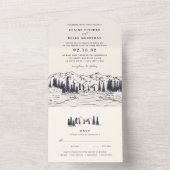 Donkere marine | Bergketch Weddenschap All In One Uitnodiging (Binnen)