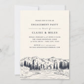 Donkere marine | Bergschets Engagement Party Kaart (Voorkant)