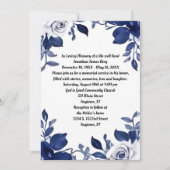 Donkere Marine Blauw en Wit Memorial Kaart (Voorkant)