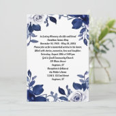 Donkere Marine Blauw en Wit Memorial Kaart (Staand voorkant)