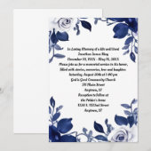 Donkere Marine Blauw en Wit Memorial Kaart (Voorkant / Achterkant)