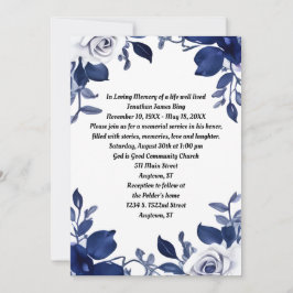 Donkere Marine Blauw en Wit Memorial Kaart