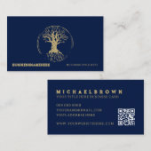 Donkere marine blauwe levensboom visitekaartje (Voorkant / Achterkant)