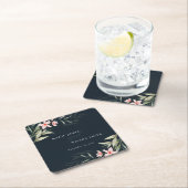 Donkere marine blush Greenery Floral Bunch Wedding Kartonnen Onderzetters (Insitu)