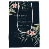 Donkere marine blush Greenery Floral Bunch Wedding Medium Cadeauzakje (Achterkant)