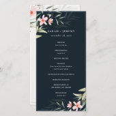 Donkere marine blush Greenery Floral Wedding Progr Bedankkaart (Voorkant / Achterkant)
