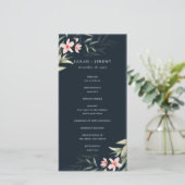 Donkere marine blush Greenery Floral Wedding Progr Bedankkaart (Staand voorkant)