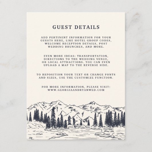 Donkere marine | Details van de mountainbtweddenwe Informatiekaartje (Voorkant)