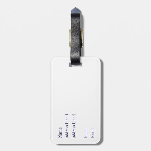 Donkere marine en Bagagelabel van Turquoise Pset (Achterkant verticaal)