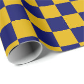 Donkere marine en mosterdgele schaakbord cadeaupapier (Rol Hoek)