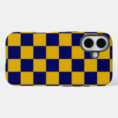 Donkere marine en mosterdgele schaakbord Case-Mate iPhone case (Achterkant (horizontaal))