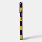 Donkere marine en mosterdgele schaakbord Case-Mate iPhone case (Achterkant / Links)