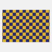 Donkere marine en mosterdgele schaakbord inpakpapier vel (Voorkant 2)