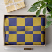 Donkere marine en mosterdgele schaakbord tissuepapier (Geschenk)