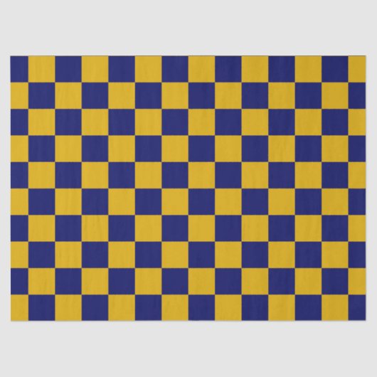 Donkere marine en mosterdgele schaakbord tissuepapier (Voorkant)